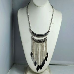 Ruff Hewn Silver and Black Necklace